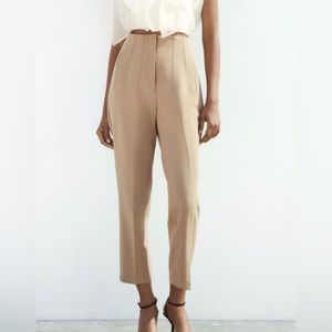 Zara high waisted trousers in sand